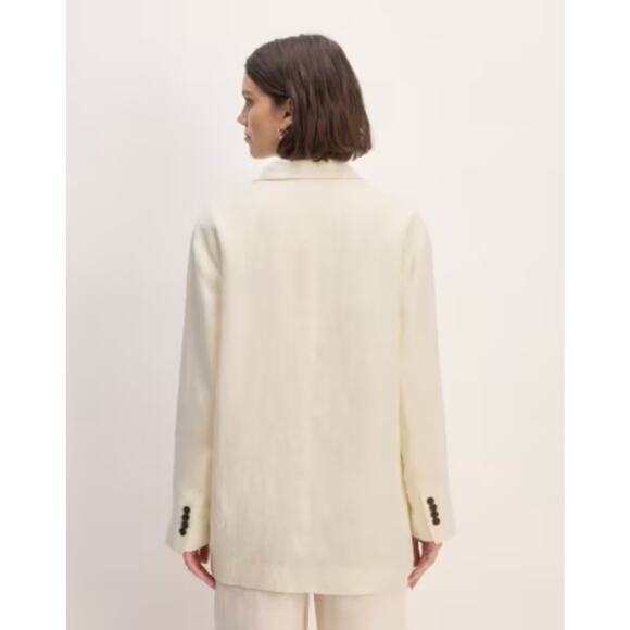 Everlane SZ 2 The Linen Double Breasted Blazer Bone European Flax NWT - Picture 2 of 7